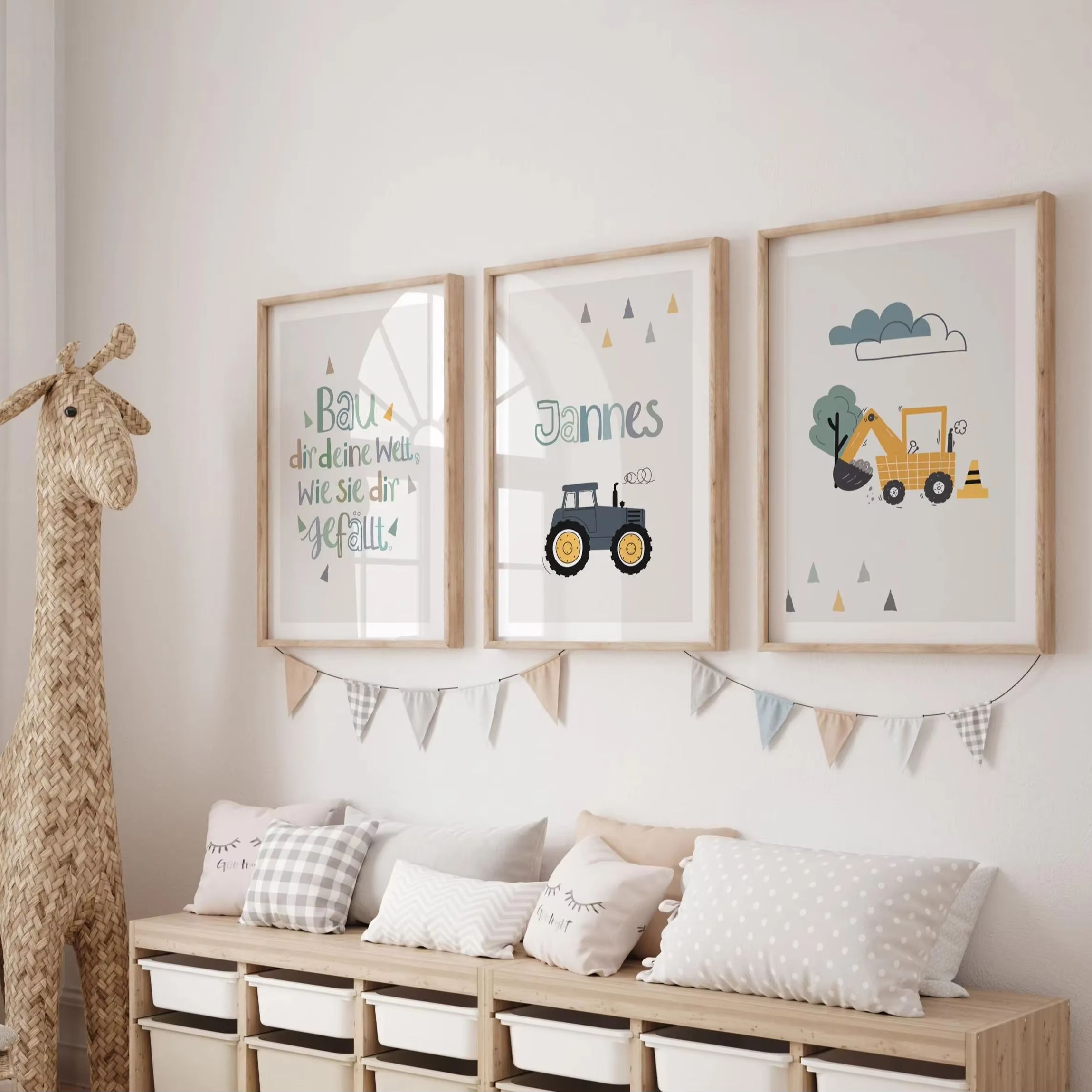 3pcs/set Cartoon Excavator Tra - Home Decor Theme ulasan dan harga