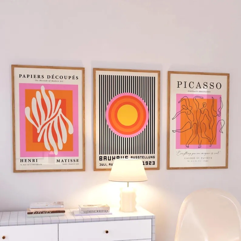 3pcsModern Orange  Bauhaus And - Home Decor Theme ulasan dan harga